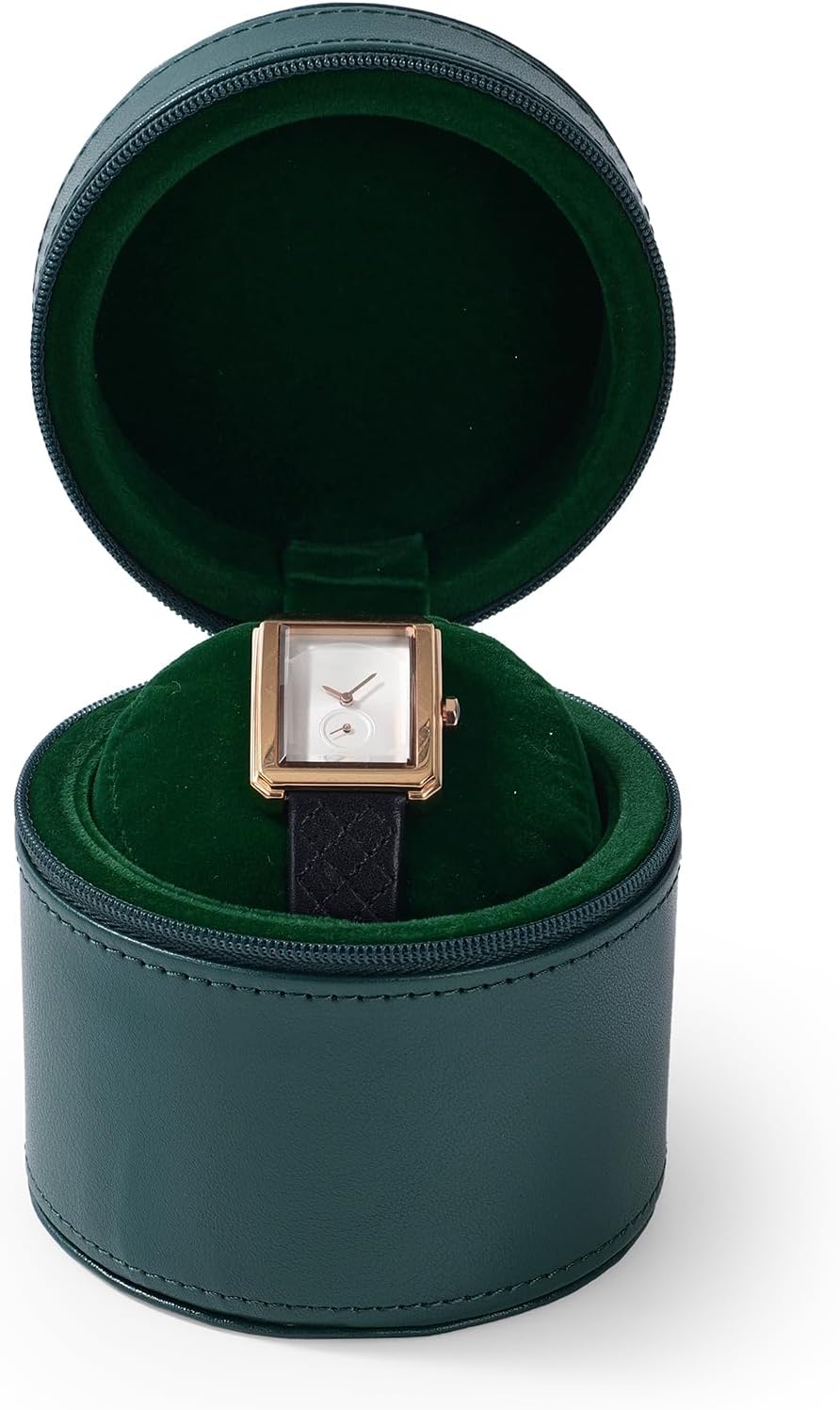 Oirlv Luxury Leather Watch Travel Case Single Watch Case with Removable Pillow(Green)