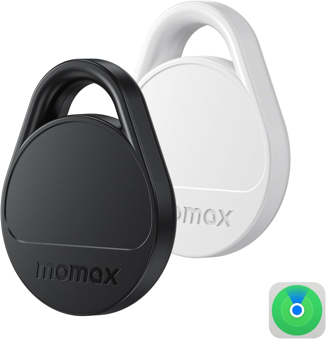 Momax Key Finder Tracker Tag - [Apple MFi Certified] Smart Bluetooth Tracking Device with Find My (iOS Only), Replaceable Battery, DIY Stickers, for Wallets, Luggage, Suitcases, Backpacks, 2 Pack