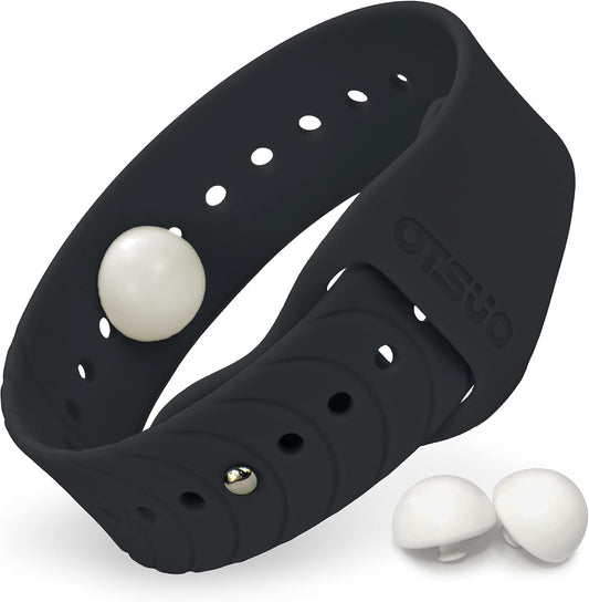 Nausea Relief Wristband for Motion and Sea Sickness | Anti-Nausea Acupressure Bands for Morning Sickness | Sea Bands for Motion Sickness Relief. (Inky Black)