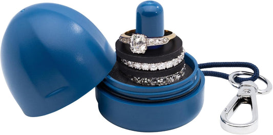 RING THING - Ring Holder Keychain, Jewelry Organizer and Storage, Portable Waterproof Ring Holder, Pill Box Keychain Container, Gym Accessory, and Travel Ring Case (Royal Blue)