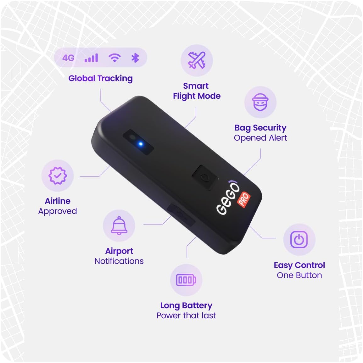 GEGO PRO GPS Tracker - Universal Tracking for Luggage, Vehicles, Trailers, Bike, Person | Real-Time GPS Tracking, WiFi, GSM & Bluetooth | Long Battery Life | Subscription Required