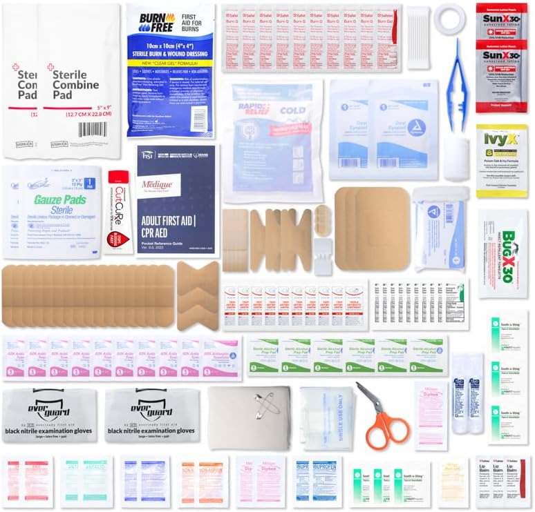 MFASCO Deluxe Class A First Aid Kit 909 Red | DOT, ANSI & OSHA Approved, Packed in a Rugged, Waterproof, Indestructible Case, Compartmental Bag, Durable, Red Plastic Kit, OSHA Type II & IV Container