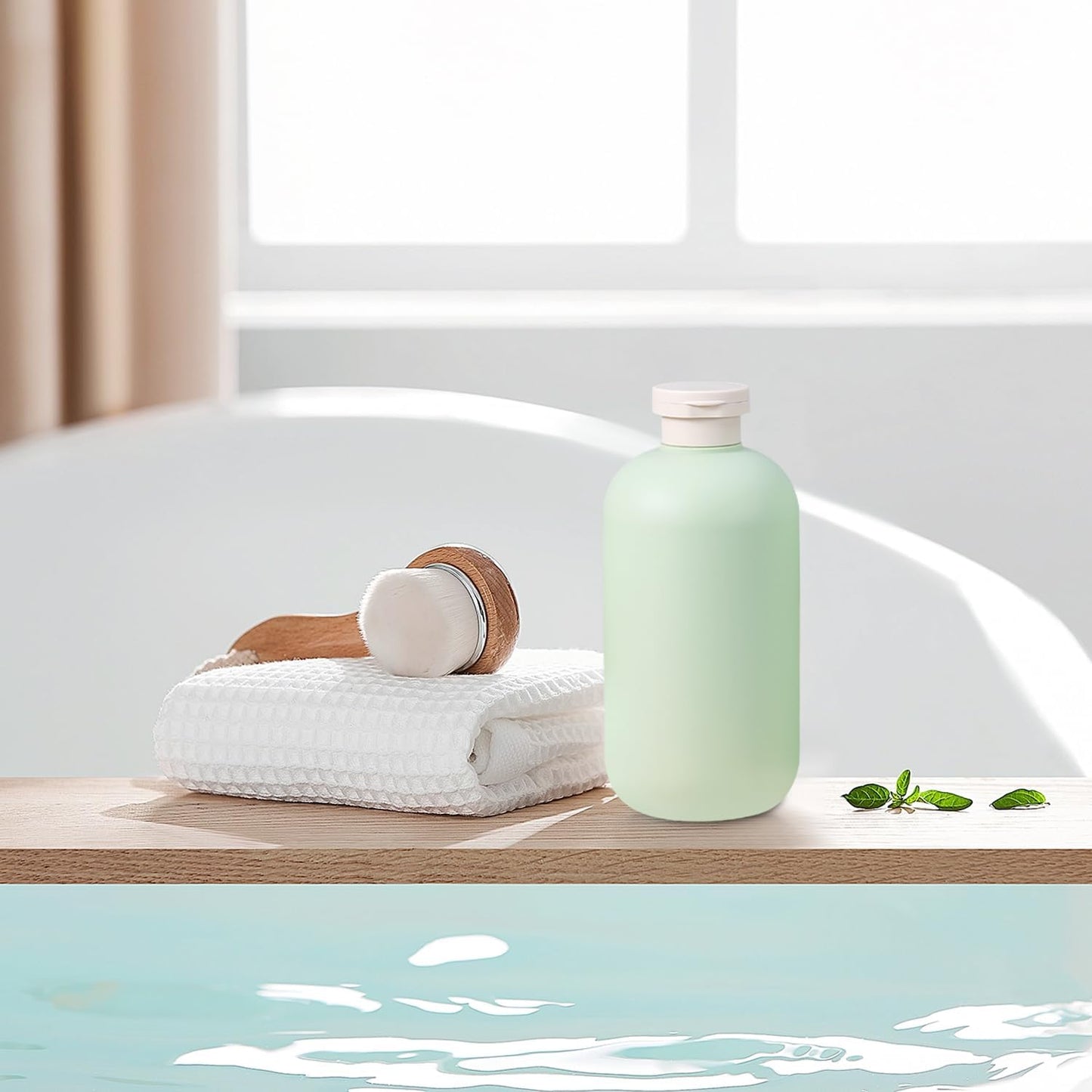 6.8 oz Plastic Travel Shampoo Bottles, Refillable Flip Cap Squeeze Bottles for Toiletries, Large Leakage-proof Travel Shampoo and Conditioner Container (Blue and Green)