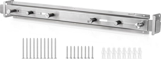 Door Barricade Bar with Door Hook Door Hanger (SUS) Patented Design for Security Reinforcement and Home Protection. Stop House Invasion and Intruder on Front Door, Bathroom and Bedroom. Childproof.