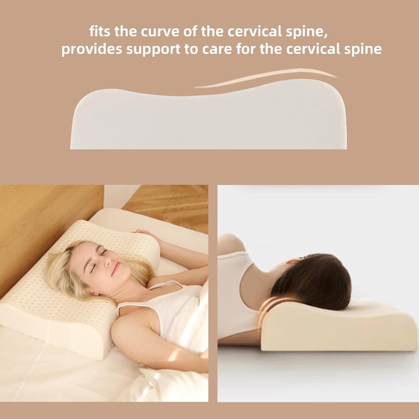 Cervical Neck Pillow for Pain Relief - Ergonomic Organic Nature Latex Foam Contour Pillows for Side, Back Sleepers, Medium Firm Soft Pillow for Neck Support with Breathable Cover (3.9"/4.7")