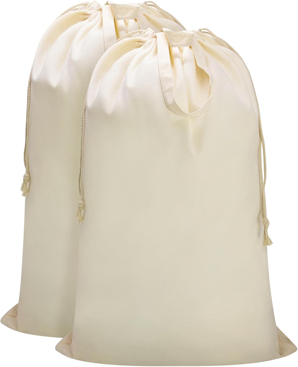 Canvas Laundry Bag with Handles & Drawstring 23.6"x35", Dirty Clothes Travel Bag, Heavy Duty Washable Cotton Laundry Sack for Travel, Camp, College (2 Pack)