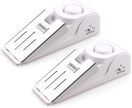 EMDMAK Door Stop Alarm with 120DB Siren Door Stop for Home & Travel (White) (Pack of 2)