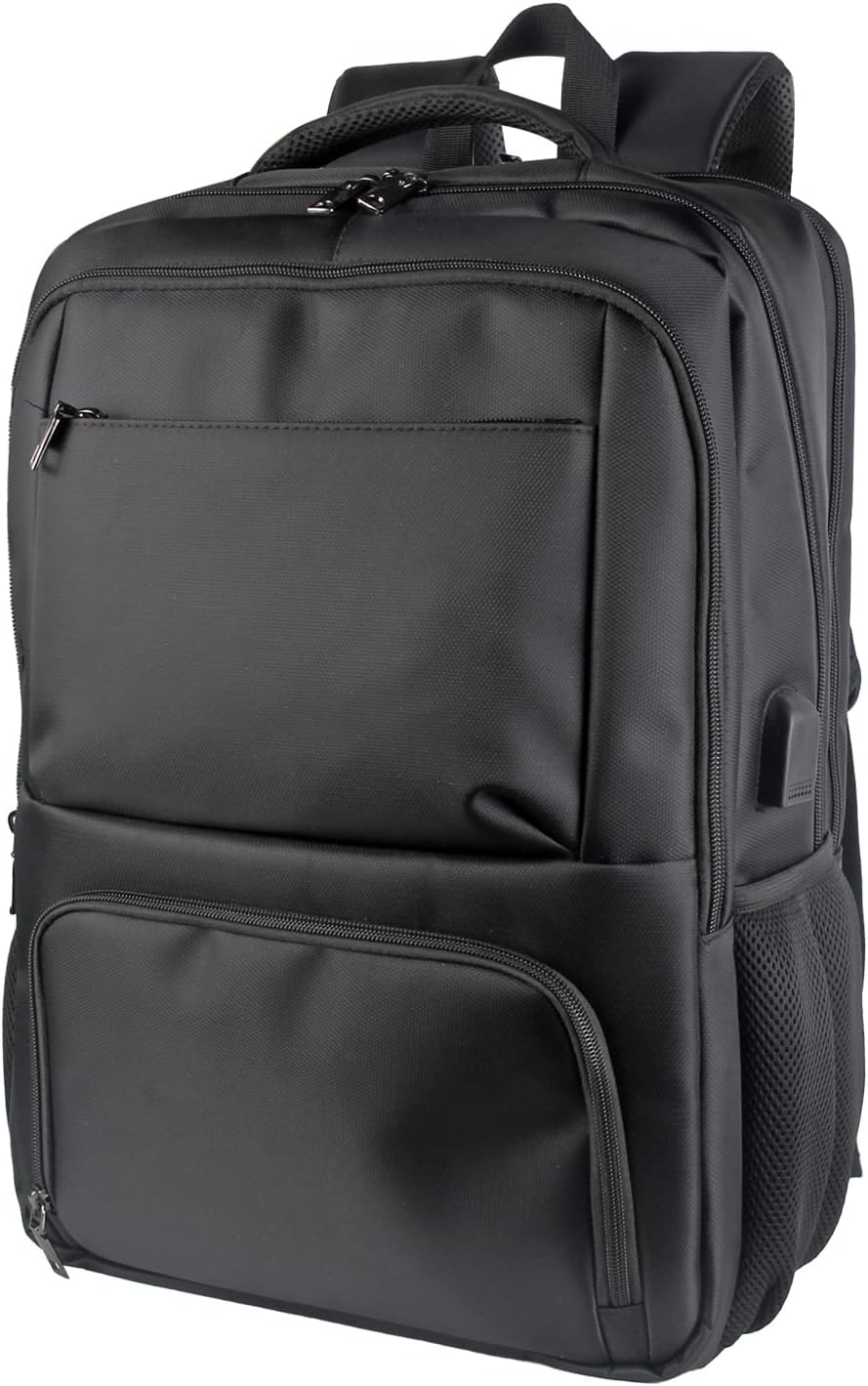 Laptop Backpack Fits 17 Inch Computer, Bussiness Travel Backpack with USB Charging Port and Anti Theft Pocket, Black