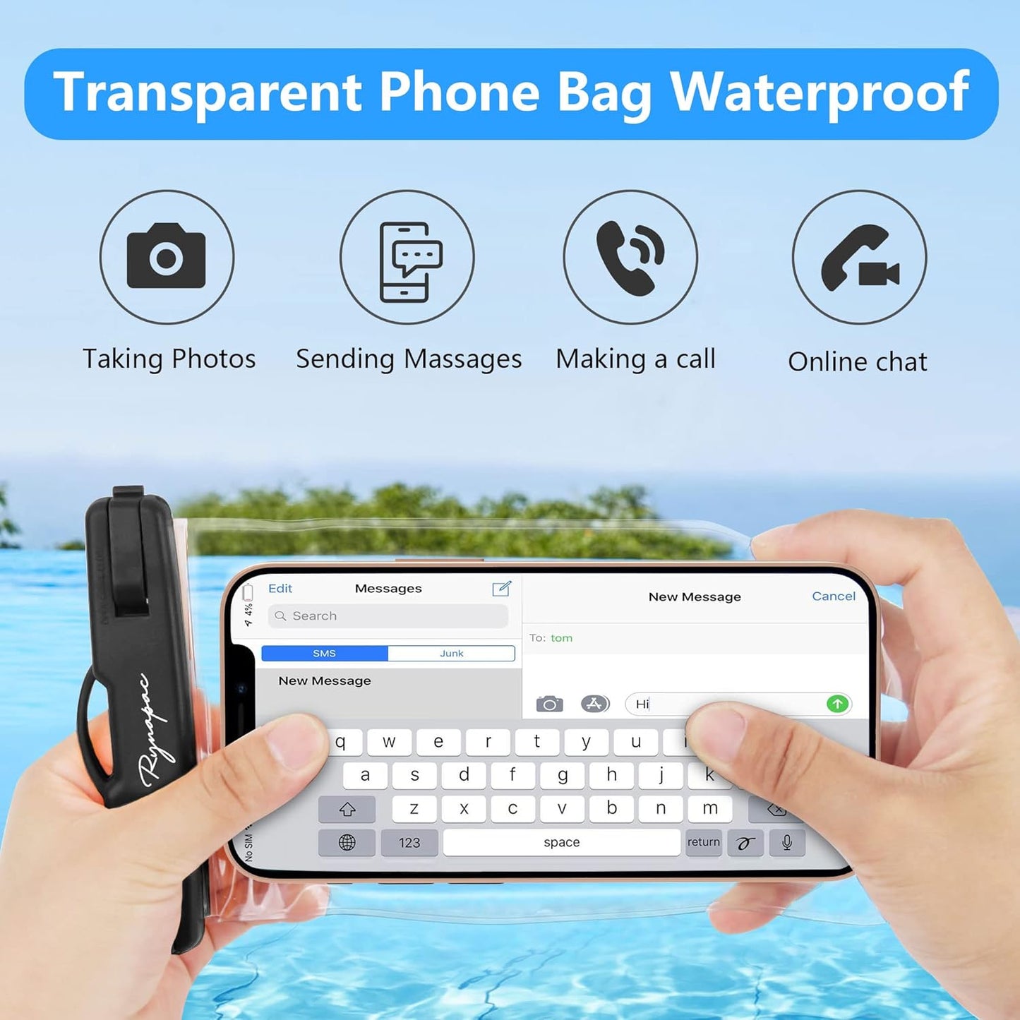 Waterproof Phone Pouch Bag - 7.5in Waterproof Phone Case for Beach Travel Must Haves, IPX8 Cellphone Dry Bag with Lanyard for iPhone 16 15 Pro Max Galaxy S25 Pixel 8a, Cruise Essentials
