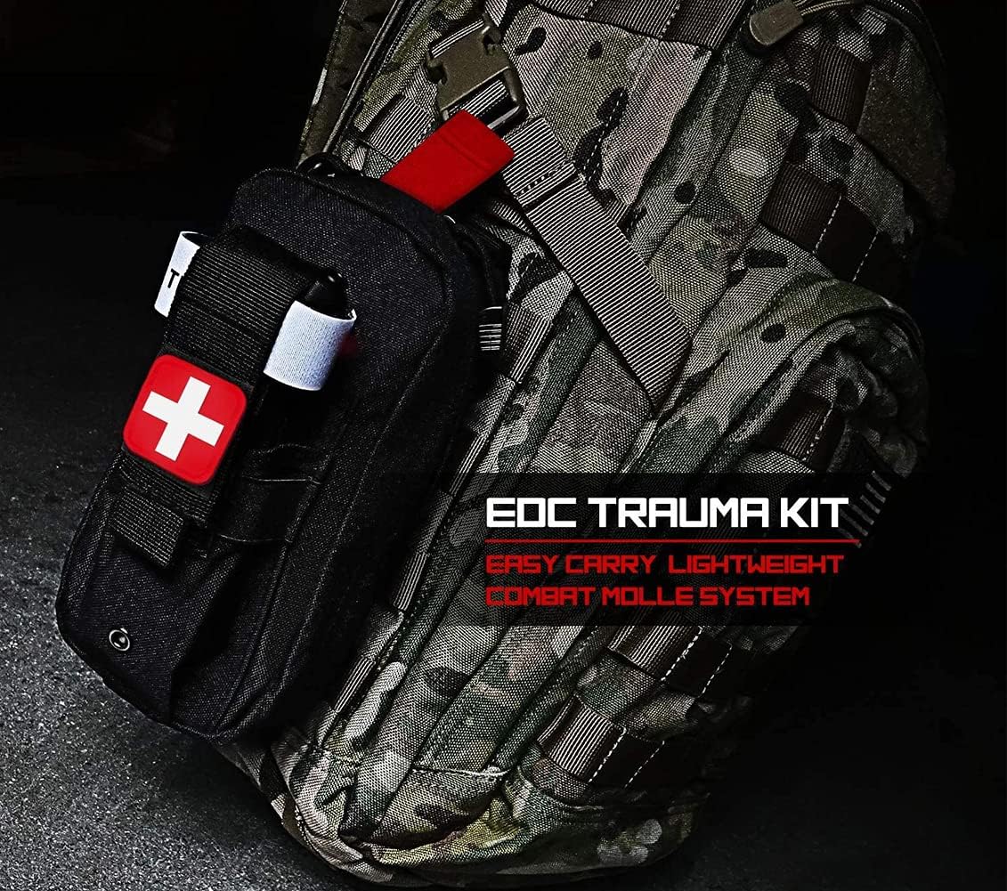 Tourniquet Pouch (Israeli Bandage + IFAK Pouch), Small Trauma Medical Kit Tactical First Aid for Camping and Hiking (Black)