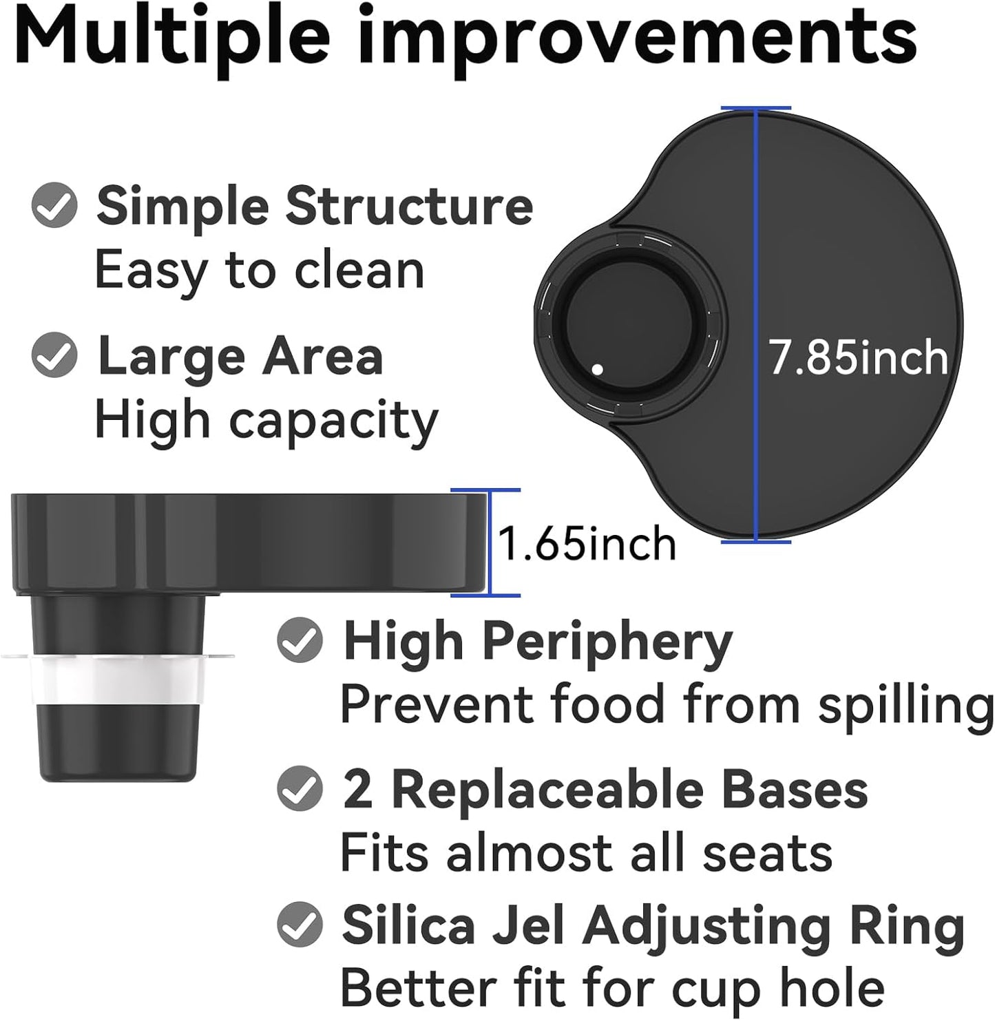 Kids Car Seat Tray, Travel Tray with Cup Holder for Toddler Baby, Kids Car Seat Food Snack Organizer for Road Trip, Stroller snack Organizer Travel Must Haves Toddler Must Haves (Black)