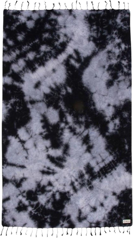 Sand Cloud Turkish Beach Towel - Sand Free - 100% Organic Turkish Cotton Yarn - Quick Dry Towel for Beach, Picnic Blanket or Throw - As Seen on Shark Tank - Tie Dye (Black Acid Wash)