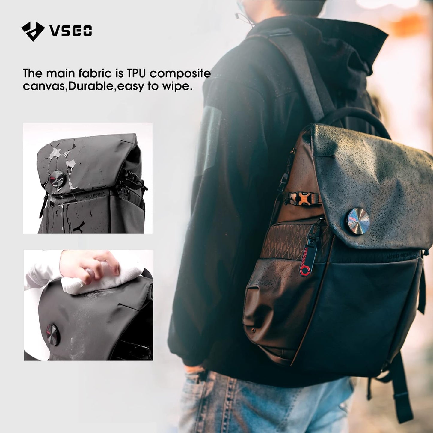 VSGO 20L Professional Camera Backpack for DSLR/SLR, Compatible with Sony Canon Nikon Cameras, DJI RSC2 Gimbals, Tripod, 15.6" Laptop, Lenses & Accessories – Waterproof TPU Canvas, Travel & Outdoor Use