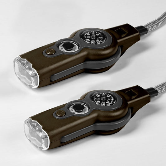 Emergency Survival Function Whistle, Outdoor Multifunctional Tool Safety Whistle with Lanyard, Ideal for Kayaking, Boating, Hiking, Camping, Climbing, Hunting, Fishing, Rescue Signaling