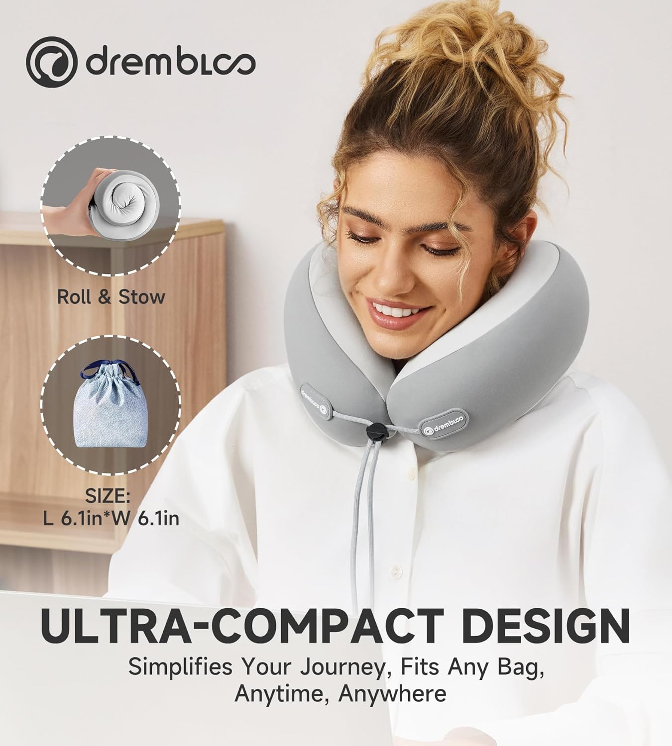 Travel Pillow for Airplane Sleep, 100% Memory Foam Neck Pillow for Deep Sleepers, Ergonomic Design for Air Plane, Car & Office Naps, Dark Gray