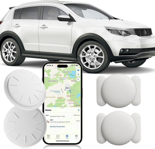 No Subscription Vehicle GPS Tracker,Portable Car GPS Tracker Work with Apple Find My（iOS Only,Mini Magnetic GPS Device Full Coverage Pinpoint Vehicle Location Elderly Children Pets (White,2PCS)