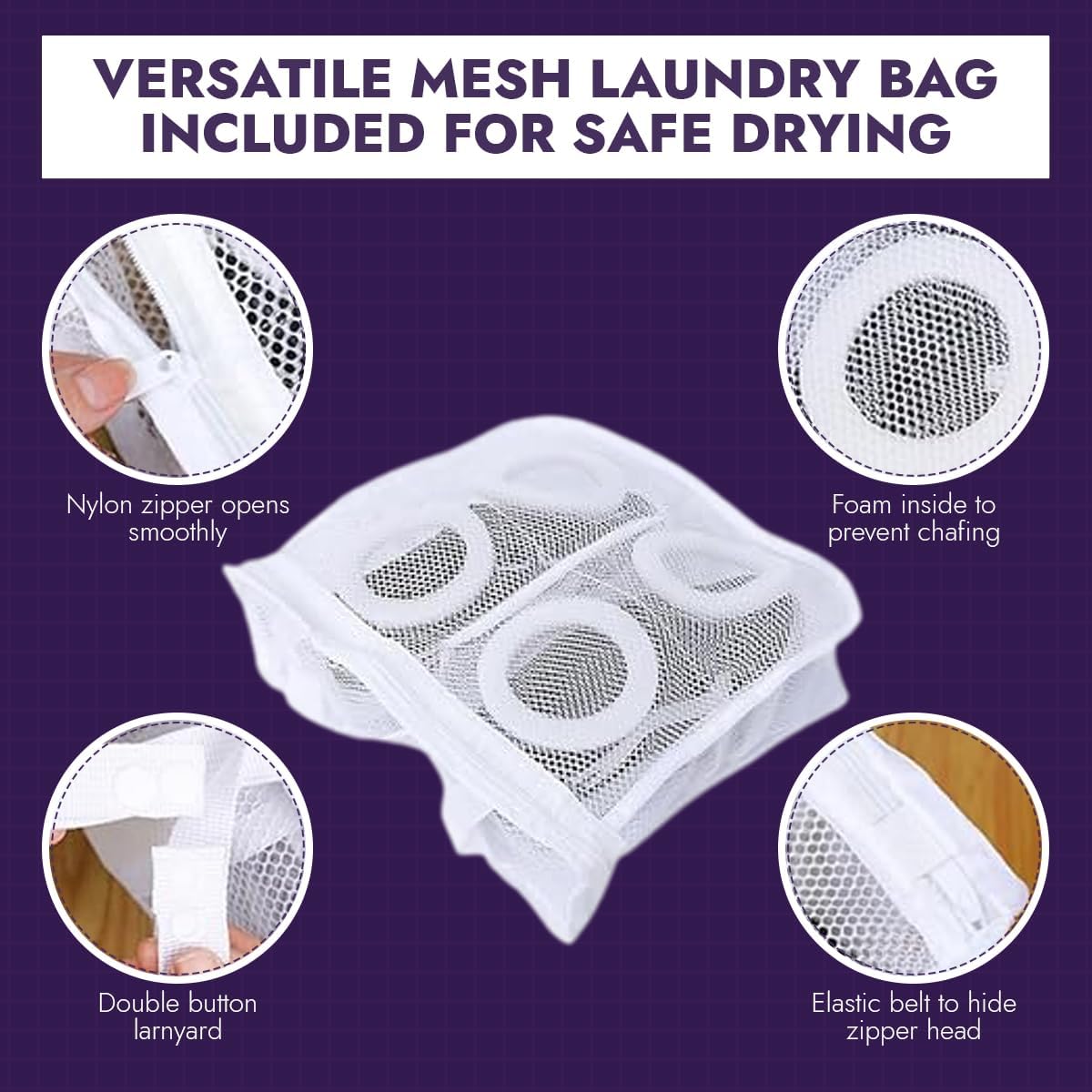 Shoe Cleaning Kit: Shoe Washing Bag (2pcs), Mesh Laundry Bag for Shoe Dryer and Adjustable Shoe Trees (5 pc kit)