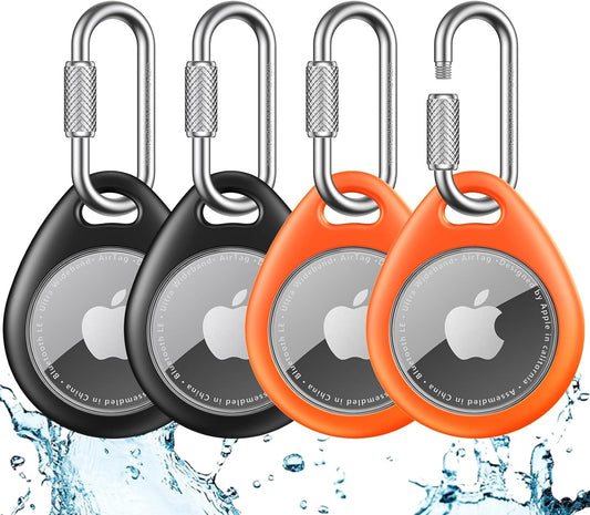 UNBREAKcable AirTag Holder for Apple - 4 Pack Air Tag Case [Professional Carabiner] [Waterproof] [Shockproof] TPU AirTag Keychain for Kids, Pets, Keys, Luggage, Backpacks