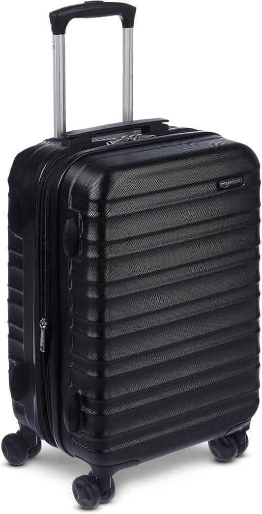 Amazon Basics 21" Hardside Carry-On Luggage, Hardshell Suitcase With Wheels, Expandable For Up to 25% More Space, With Scratch-Resistant Surface, Four Multi-directional Wheels, Black