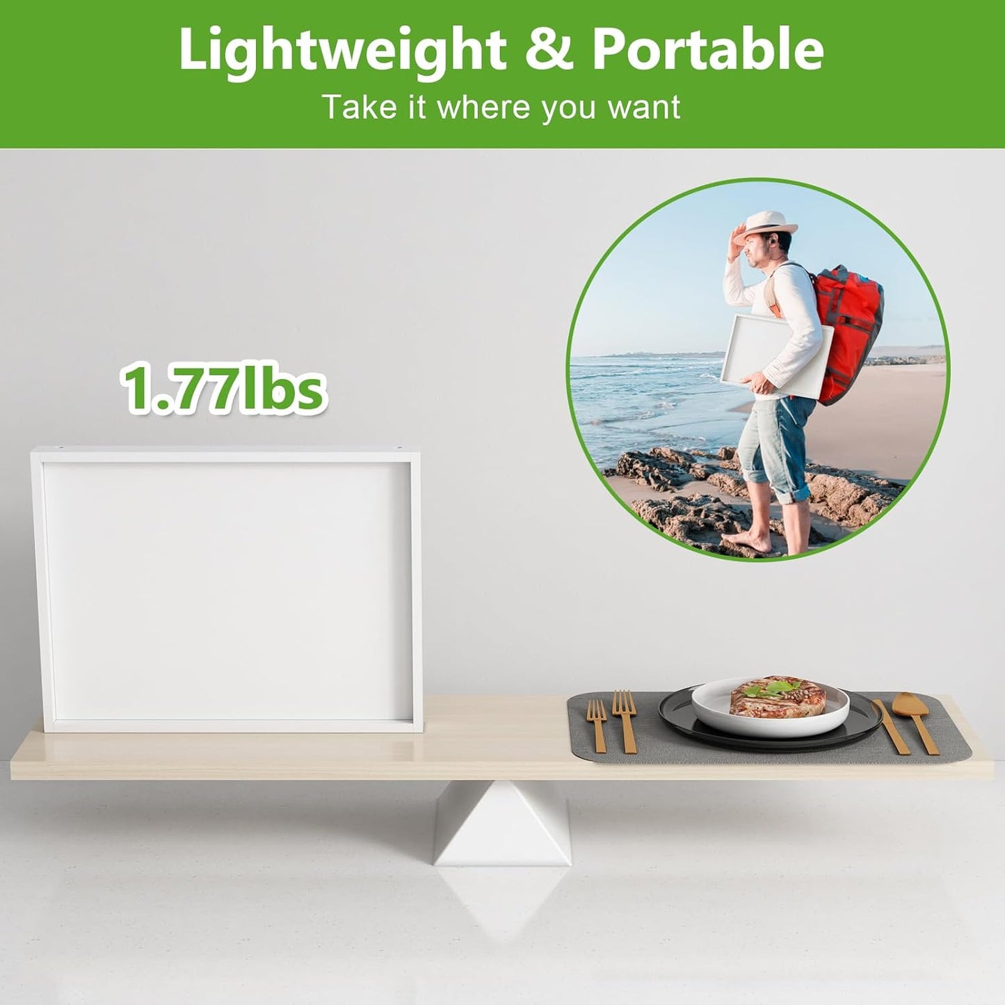 Bed Tray Table with Folding Legs,Bamboo Breakfast in Bed for TV Table,Tray,Eating,Snack Tray,Laptop Computer (White, Medium)