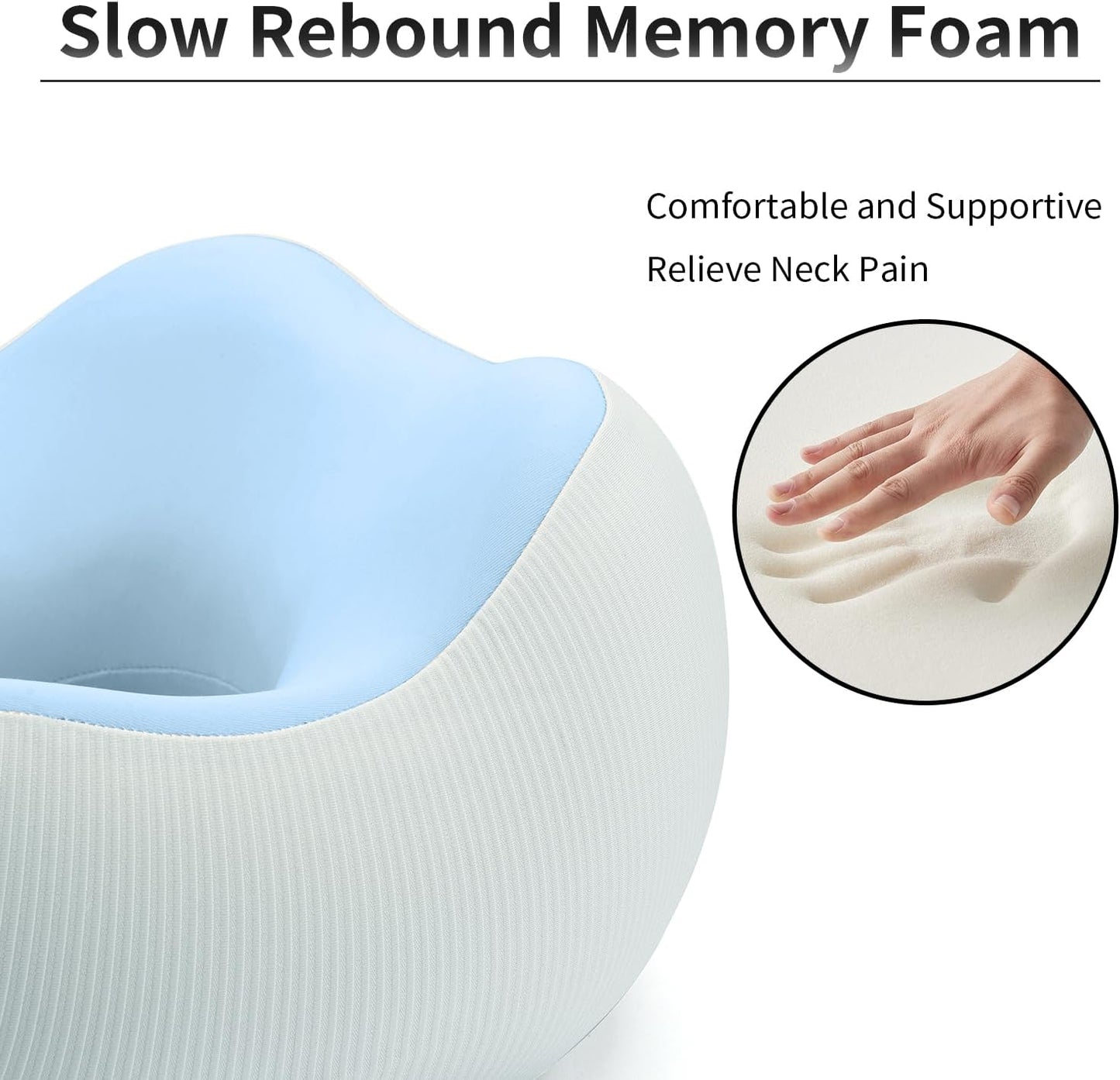 Thickened Travel Neck Pillow for Airplanes for Women, Adjustable Right Amount of Height 360° Support Memory Foam Neck Pillow, Portable Plane Pillow for Sleeping