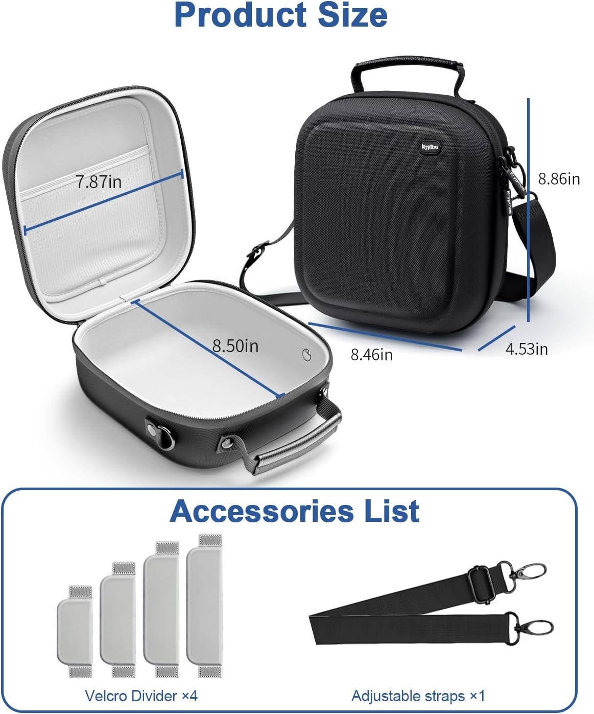 Krypthos Travel Camera Storage Case Compatible with Canon EOS Rebel T7/ R100/ R50/ 90D/ 2000D Nikon D7100/ D7500 Sony Alpha ZV-E10, Camera Protective Storage Holder Organizer Bag Carrying Bag