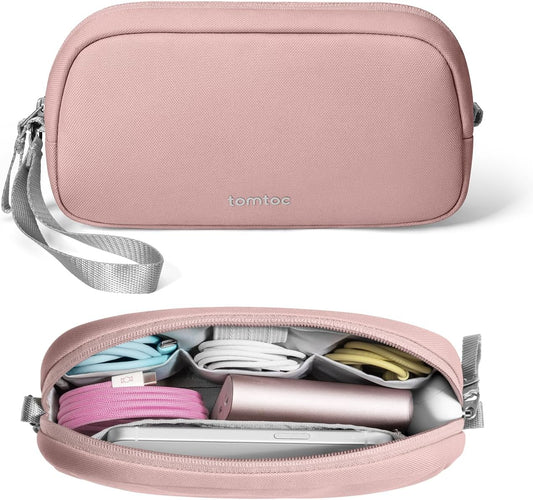 tomtoc Electronics Organizer Travel Case, Water Resistant Travel Bag Cable Organizer for Essentials, Tech Pouch Accessories Carry Storage for Cord, Phone, Cables, Airpods, USB Flash Drive, Daily Items