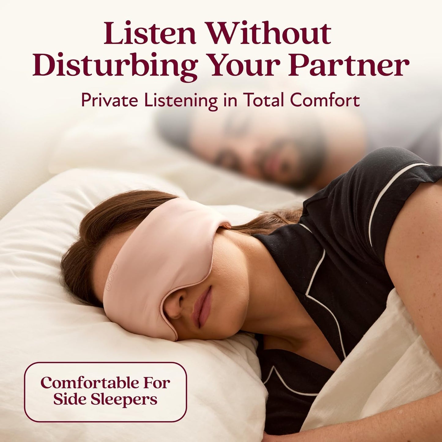 SilkSound 100% Mulberry Silk Bluetooth Sleep Mask, Skin-Friendly Sleeping Eyemask with Bluetooth Sleep Headphones, Silk Eye Mask Headphones with Small Side Speakers, White Noise Head Phones Ear Muffs