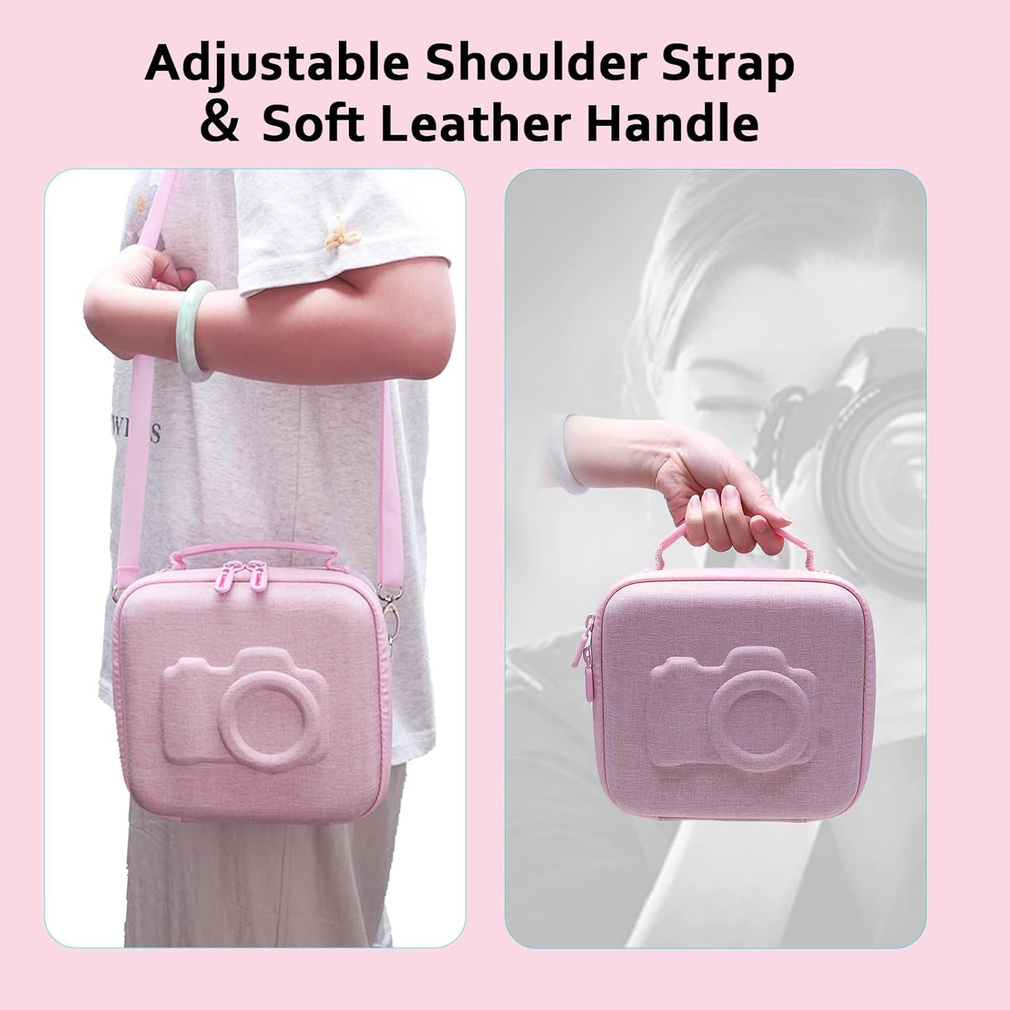 Hard Camera Case Bag Compatible with Canon EOS Rebel T7/T100/T6/R50/R6 or Kodak Pixpro AZ405/AZ425/AZ255/AZ401/AZ252/AZ528 DSLR Camera,for Canon Sony Kodak Panasonic Nikon Mirrorless Camera,Pink