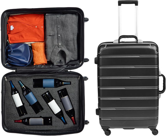 FlyWithWine® by VinGardeValise 12 Bottle Hard Shell Wine Suitcase with Hinomoto 360 Degree Spinner Wheels for Airplanes, TSA Approved Wine Luggage with Removable Foam Insert