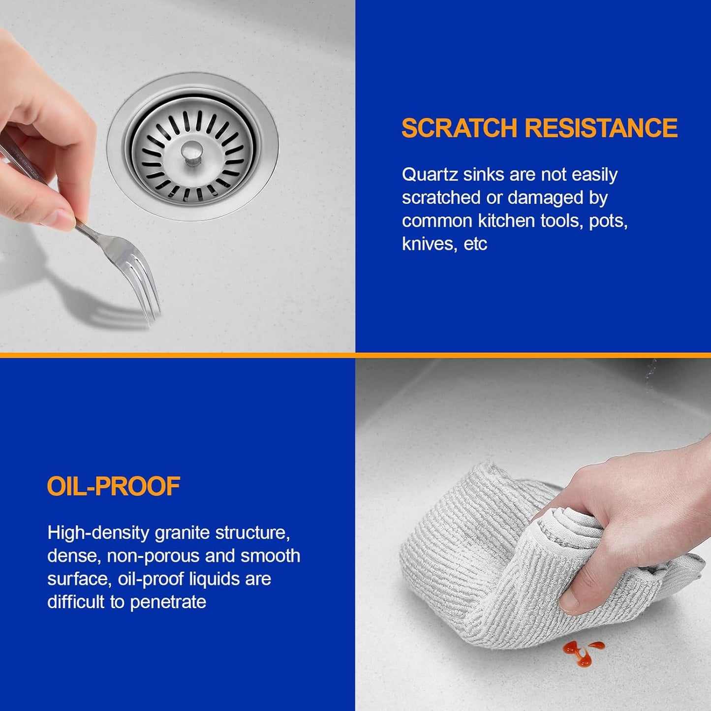 Dcolora 18 Inch Undermount Small Bar Sink Single Bowl Kitchen Sink White Granite Composite Wet Bar Sinks 18"W×16"D×9"H,DC-GUW002