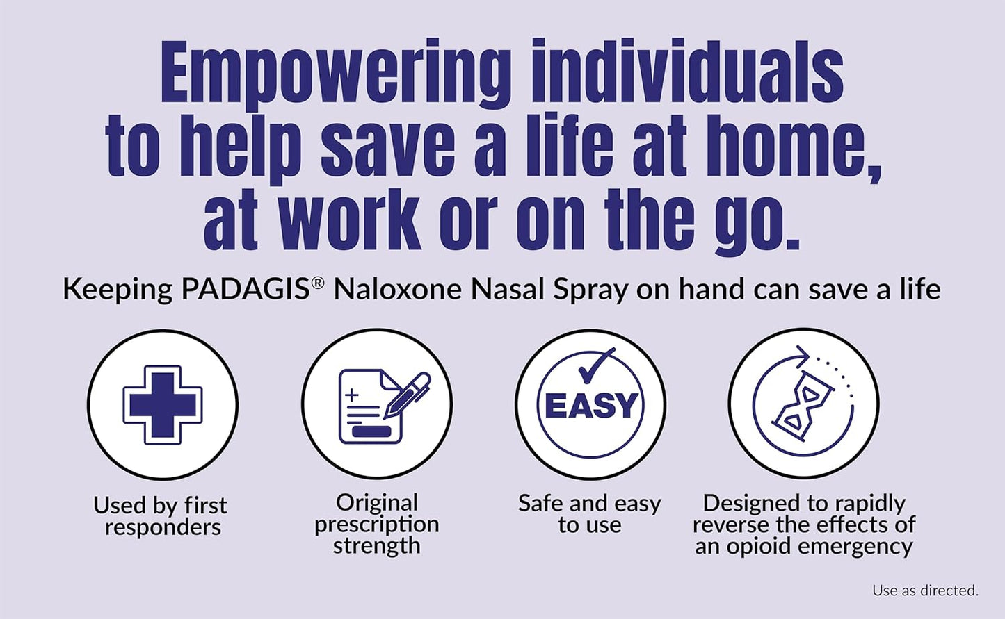 Naloxone HCI Nasal Spray, 4 mg – Emergency Treatment for Opioid Overdose - Rapid-Response Opioid Overdose Reversal, 2 Dose Single Use Nasal Spray