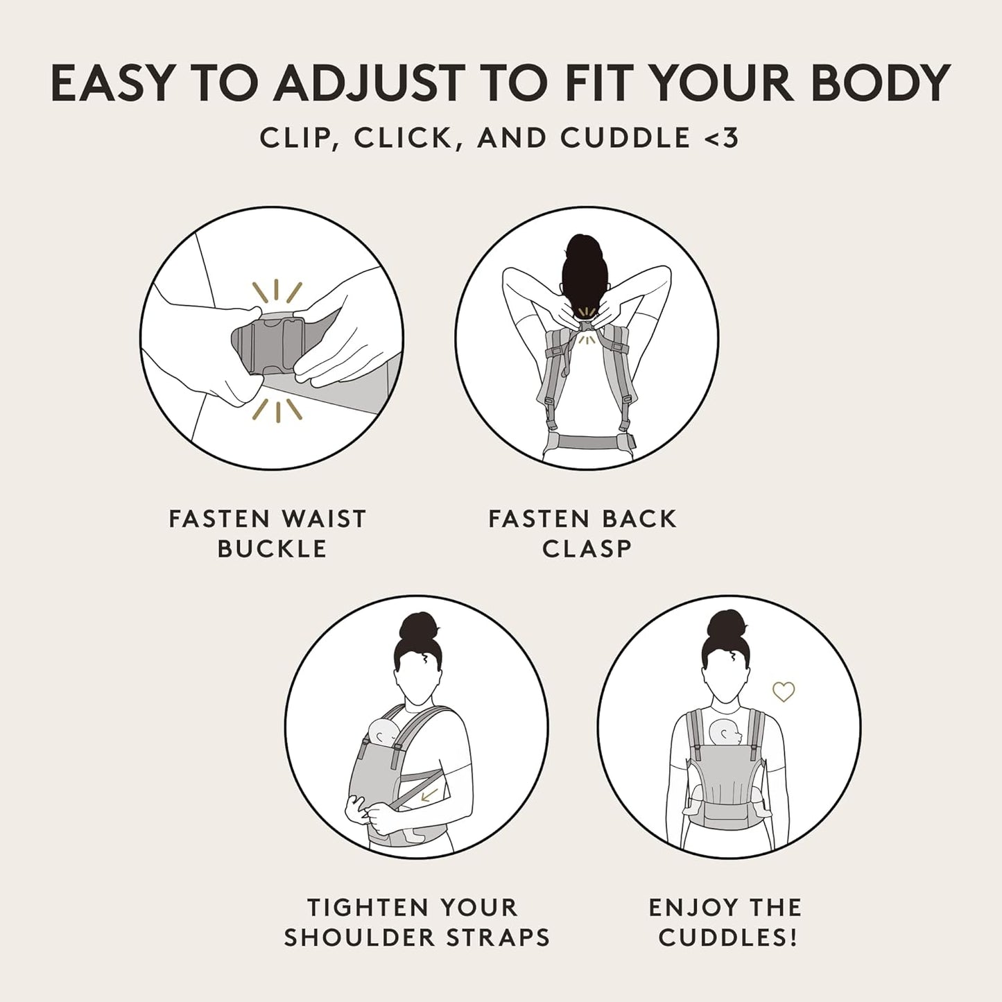 Baby Tula Linen Panel Free-to-Grow Baby Carrier - Adjustable, Comfortable, Newborn to Toddler Carrier - Ergonomic Fit for 7lbs to 45lbs - Plant-Based Fabric - Back & Front Carry Options - Sand (Tan)