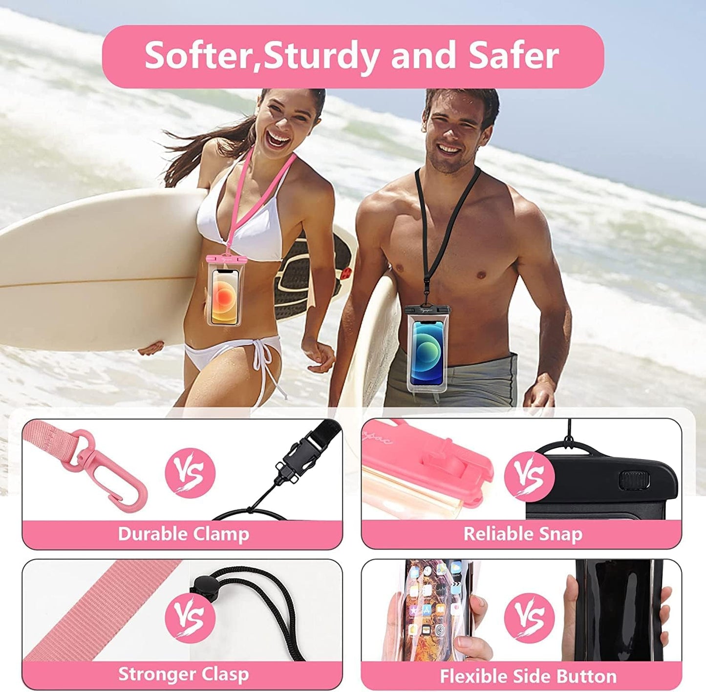 Waterproof Phone Pouch Bag - 7.5in Water Proof Cell Phone Case for Beach Travel Must Haves, IPX8 Dry Bag with Lanyard for iPhone 16 15 Pro Max Galaxy S24+ Pixel 8, Cruise Ship Essentials