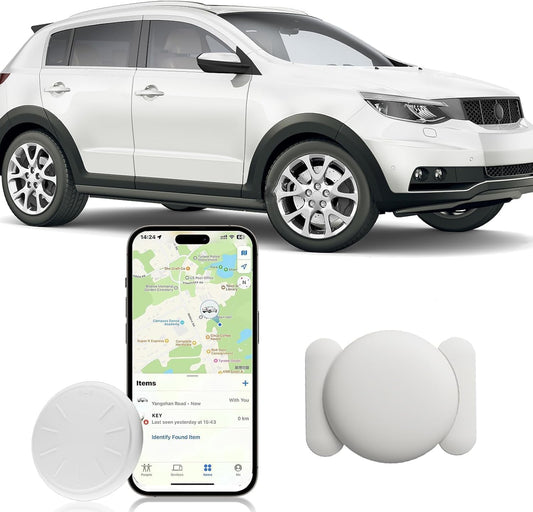 No Subscription Vehicle GPS Tracker,Portable Car GPS Tracker Work with Apple Find My（iOS Only,Mini Magnetic GPS Device Full Coverage Pinpoint Vehicle Location Elderly Children Pets (White,1PCS)