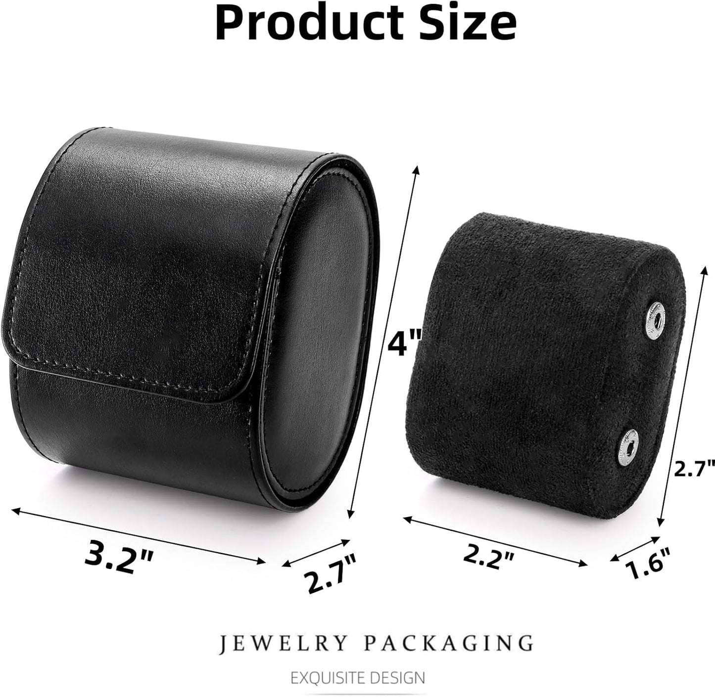 Leather Travel Watch Case, Single Watch Gift Box with Pillow, Portable Jewelry Watch Storage Roll Organizer Carrying Case for Display, Men, Women, Luxury Black