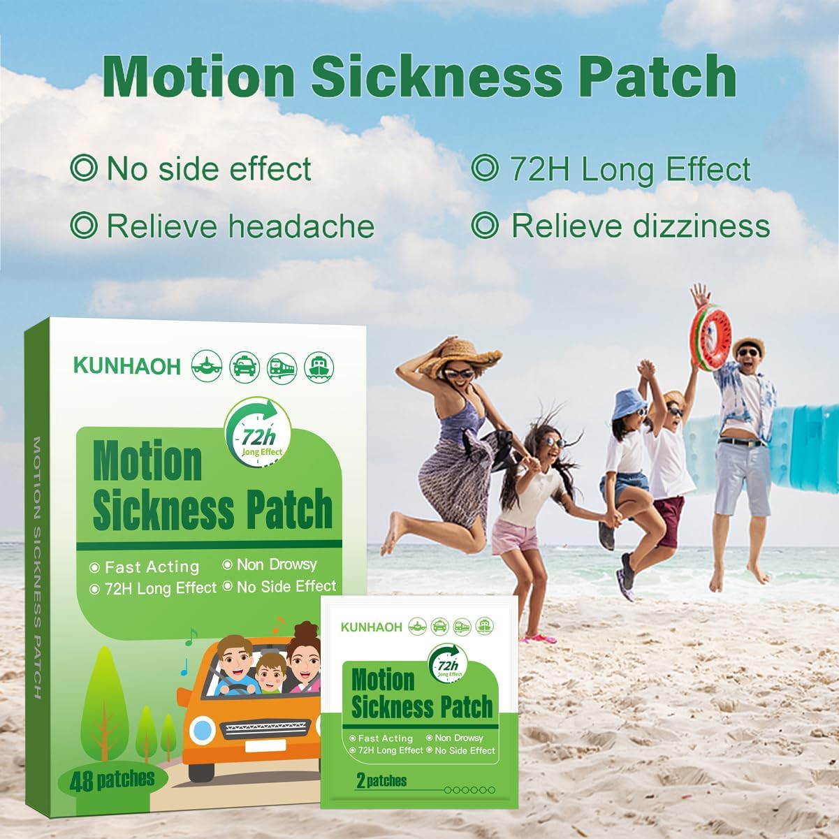 Motion Sickness Patches, Sea Sickness Patch with Waterproof and Non Drowsy 36 Count