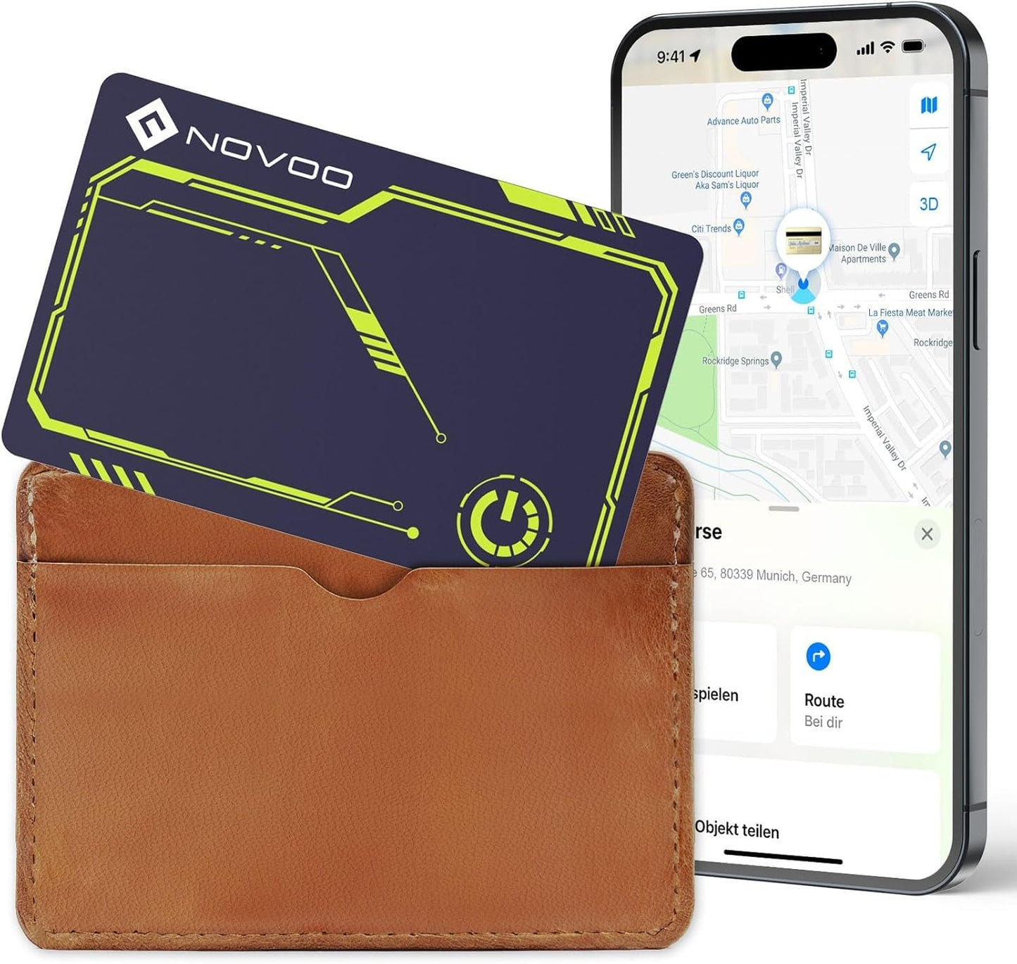 NOVOO Air Locator Tag (iOS Only) Wallet Tracker Card with Apple Find My, Smart Card Bluetooth Tracker, 6 Years Battery, IP68 Waterproof, Keys Finder and Item Locator for Keys, Bags, Passport (BL)
