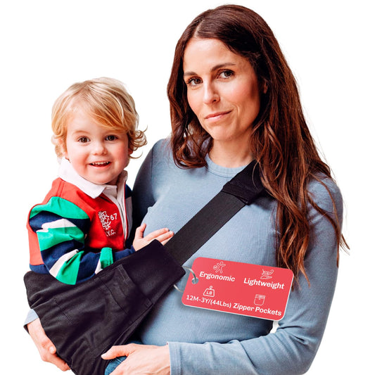 Ergonomic Lightweight Adjustable Toddler Sling Baby Carrier with Zipper Pockets Shoulder Padding Anti Slip Support for Travel Loving Dads and First Time Moms from 12 Months to 3 Years