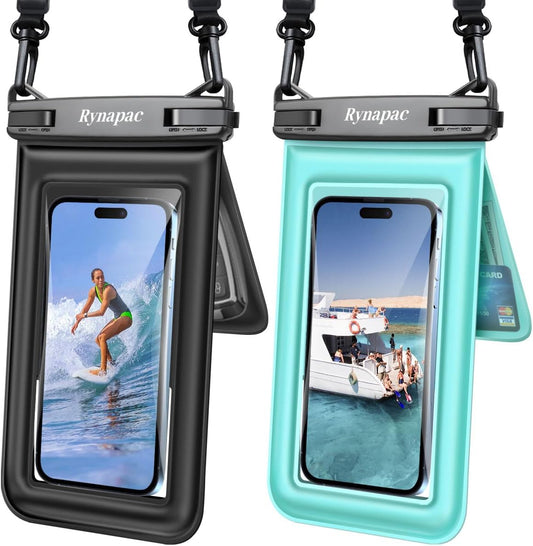 [Up to 8.5''] Waterproof Phone Pouch Floating, Double Bags Waterproof Phone Case with Lanyard for iPhone 16 15 Pro Max, Galaxy S25 S24 Ultra, IPX8 Cellphone Dry Bag Beach Cruise Ship Essentials 2 Pack