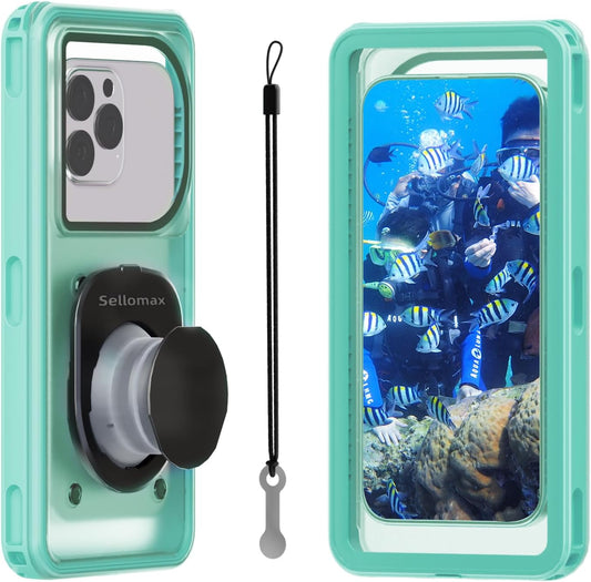 Waterproof Phone Pouch for Snorkeling with Lanyard IPX8 Waterproof Phone Case Underwater Touch/Photo Shockproof Heavy Duty Drop-Proof for iPhone 16 Pro Max/15/14/13 All Cell Phones-Green