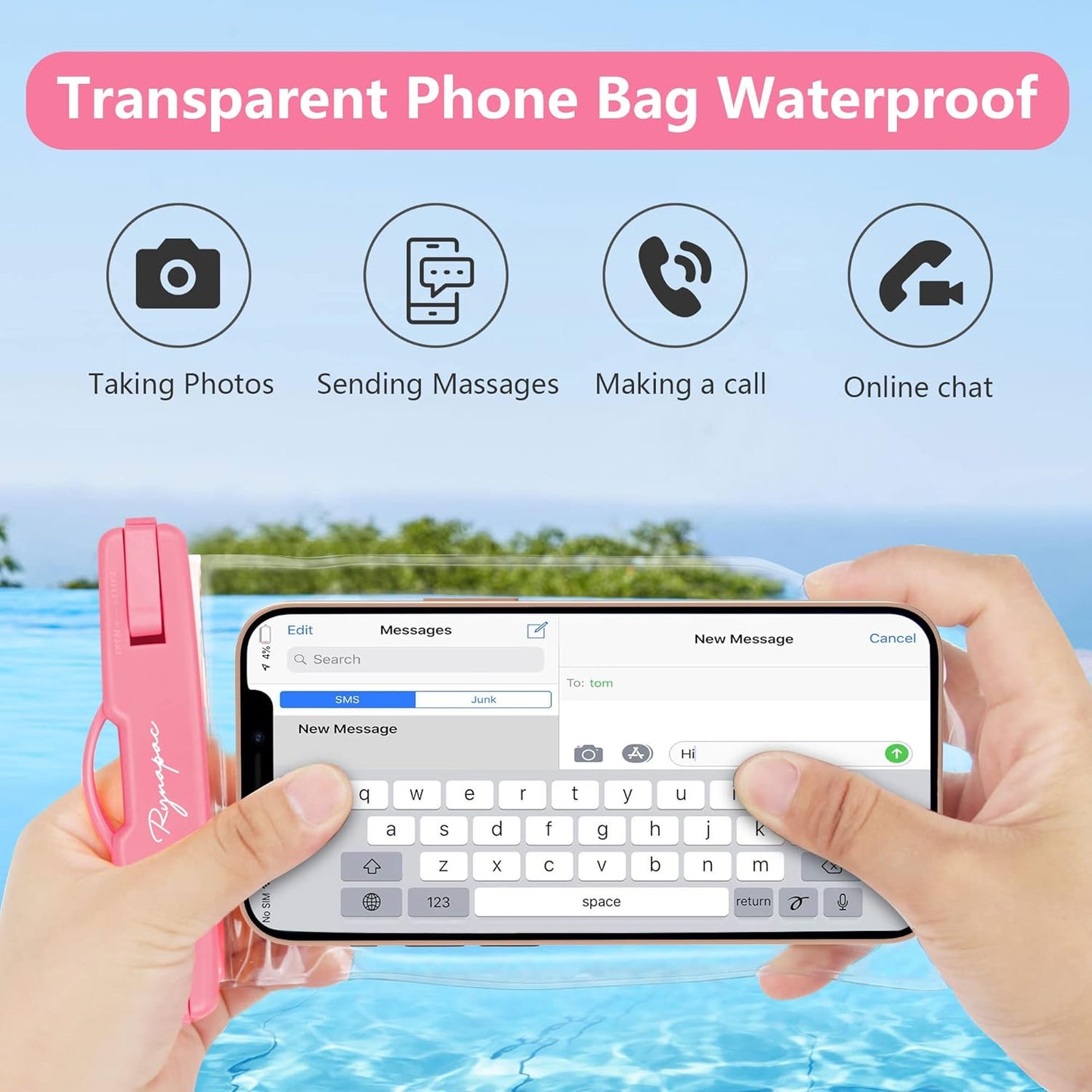 Waterproof Phone Pouch Bag - 7.5in Water Proof Cell Phone Case for Beach Travel Must Haves, IPX8 Dry Bag with Lanyard for iPhone 16 15 Pro Max Galaxy S25 Ultra Pixel 7a, Cruise Essentials 2025