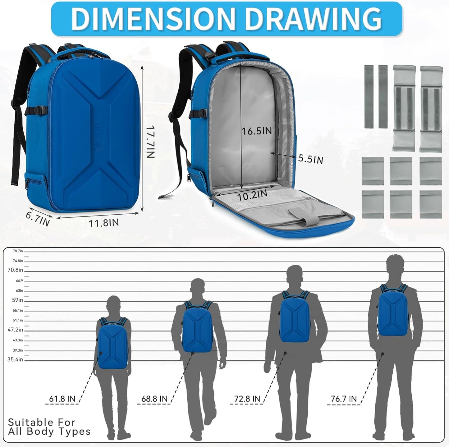 TORIBIO Camera Backpack, Hardshell DSLR Photography Camera Bag, Waterproof Hard Shell Camera Case with Tripod Holder & 15.6" Laptop Compartment Compatible with Canon/Nikon/Sony/DJI Mavic Drone