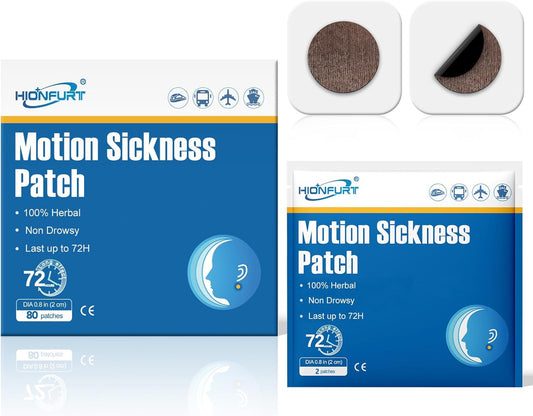 80ct Motion Sickness Patches – Sea Sickness Patches for Cruise, Car, Airplane, and Other Travel – Non-Drowsy, Effective, Lasts 72 Hours