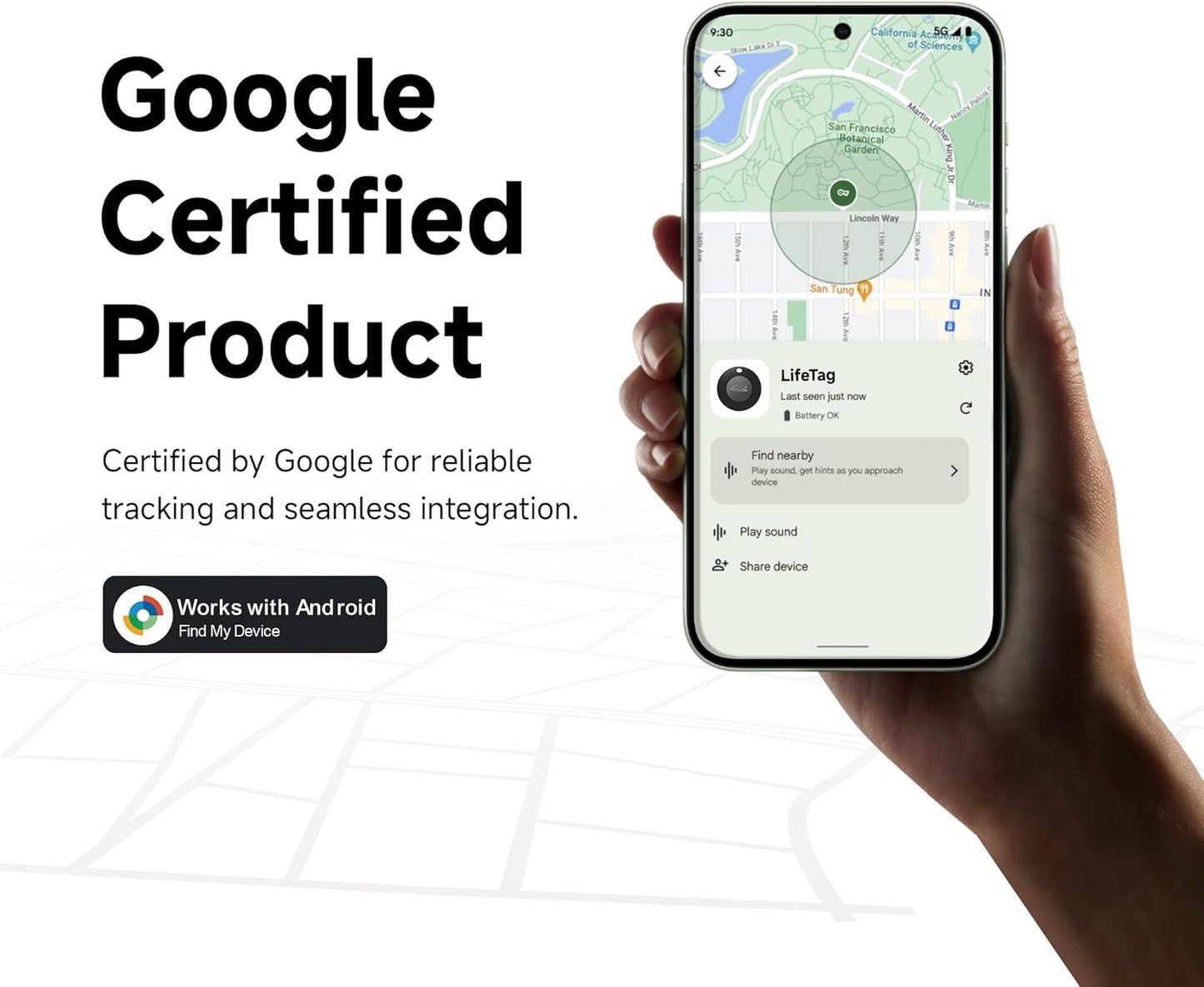 Lifetag Tracker for Android, Bluetooth Tracking Tag for Google Find My Device (Find Hub) App, Item Finder Locator for Keys, Luggage, Backpack, Purse (BLK, 4PCS)