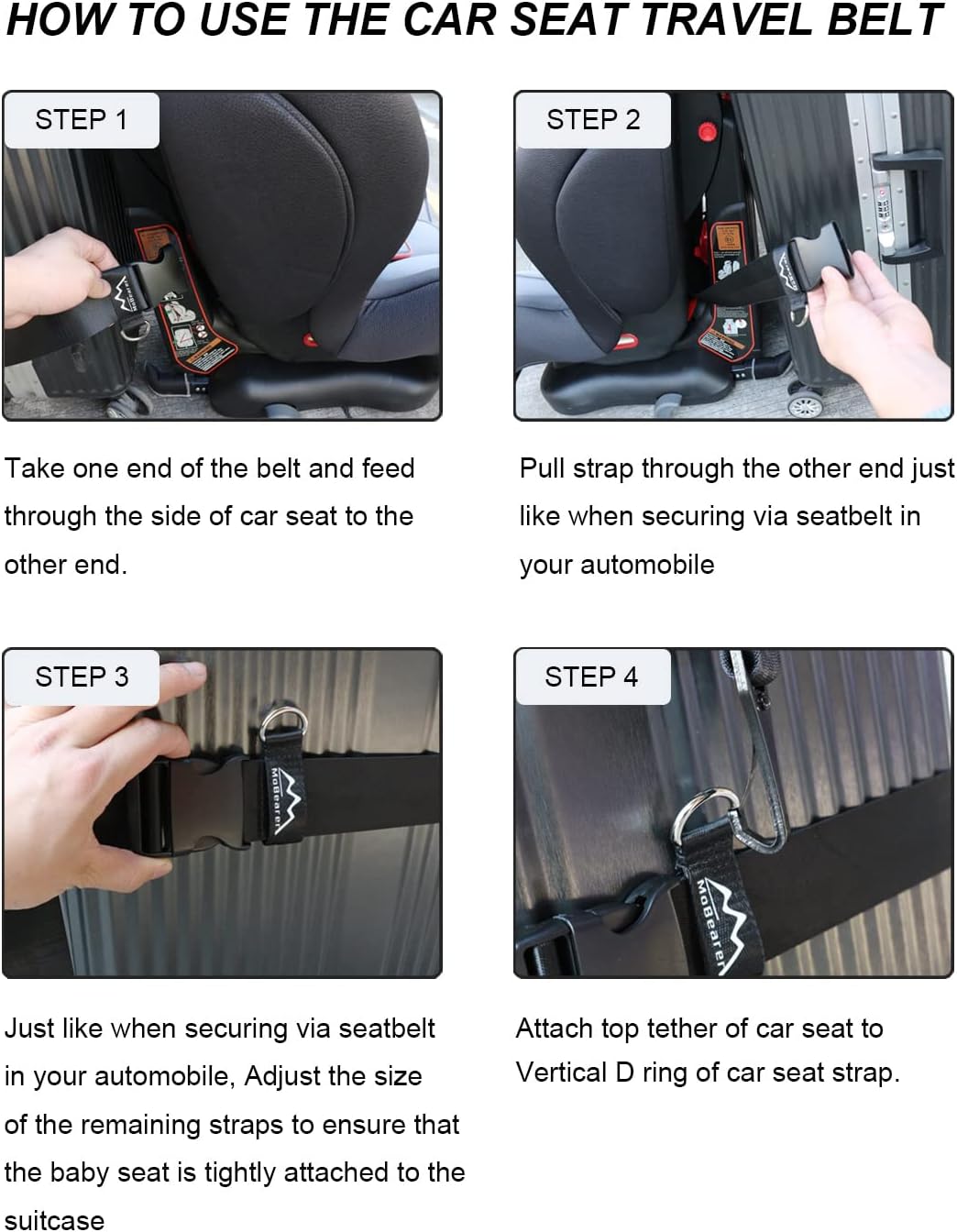 Car Seat Travel Belt to Suitcase,Car Seat Travel Strap to Convert Kid Car Seat and Carry-on Luggage into an Airport Car Seat Stroller,Safe Travel Solution for Transport