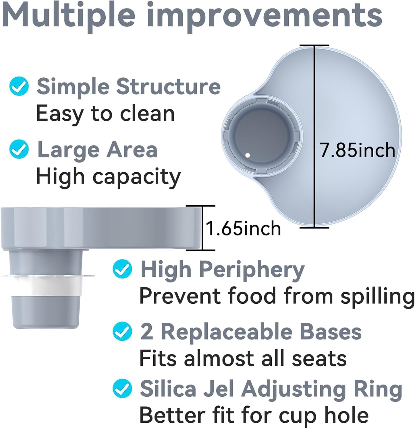 Kids Car Seat Tray, Travel Tray with Cup Holder for Toddler Baby, Kids Car Seat Food Snack Organizer for Road Trip, Stroller Snack Organizer Travel Must Haves Toddler Must Haves (Light Grey, 1 PCS)