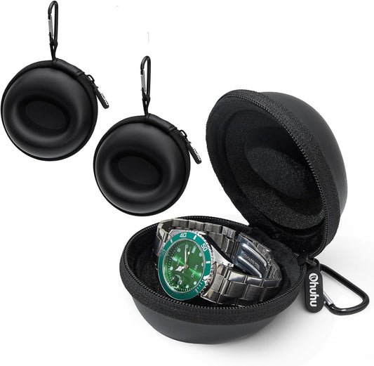 Ohuhu Watch Travel Case, 2Pack Watch Box for Men and Women Portable Single Watch Storage box and Organizer for Wristwatches and Smart Watches Heightened Version up to 56mm for Fathers Day