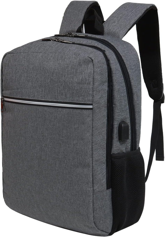 Laptop Backpack for Men Women, Travel Business Backpack with USB Charging Port and Anti Theft Pocket, Fits 17 Inch Laptop,Grey