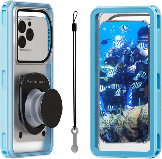 Waterproof Phone Pouch 7.5'',IPX8 Waterproof Floating Phone Case/Bag with Lanyard for Snorkeling with Unterwater Touch/Photo for iPhone 16/15/14/13 Pro Max Samsung Galaxy S25 Ultra-Blue
